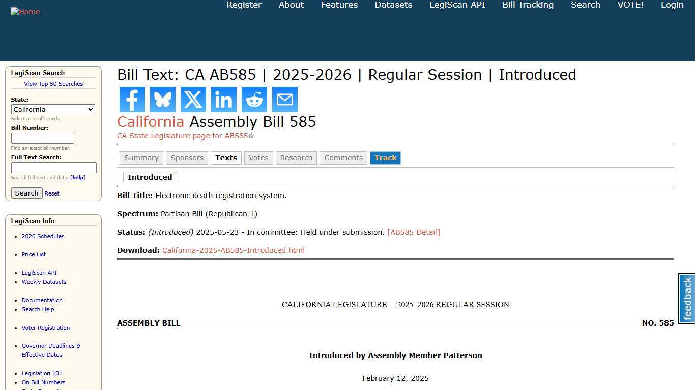 Bill Text: CA AB585 2025-2026 Regular Session Introduced LegiScan